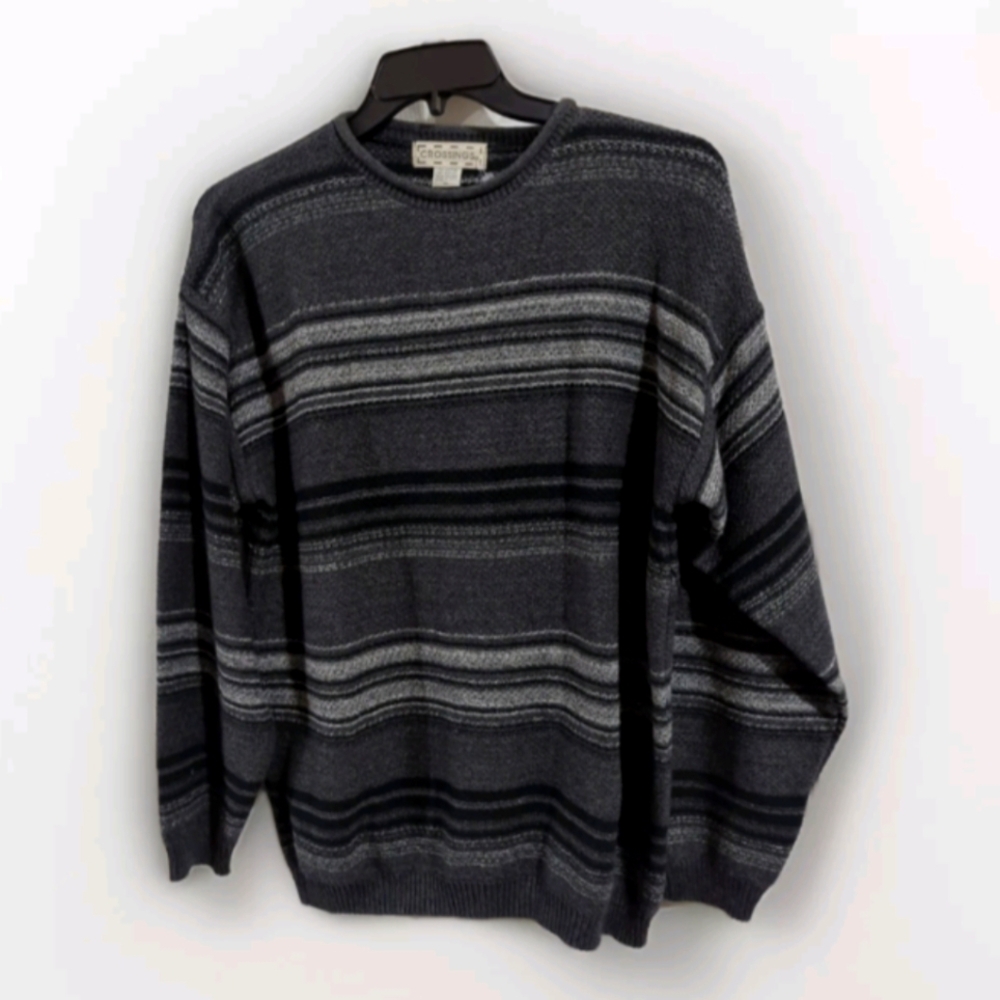 Sweater Gray Crew Neck Long Sleeve Pullover Crossings Men's Size XL Heavy Weight